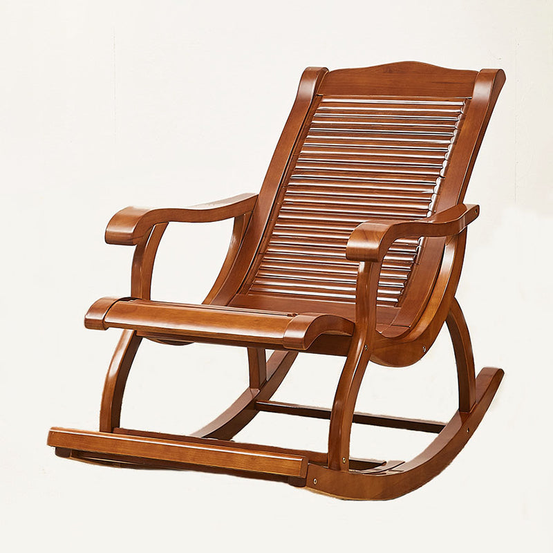 Traditional Solid Wood Rocking Chair Pure Color Recliner Chair