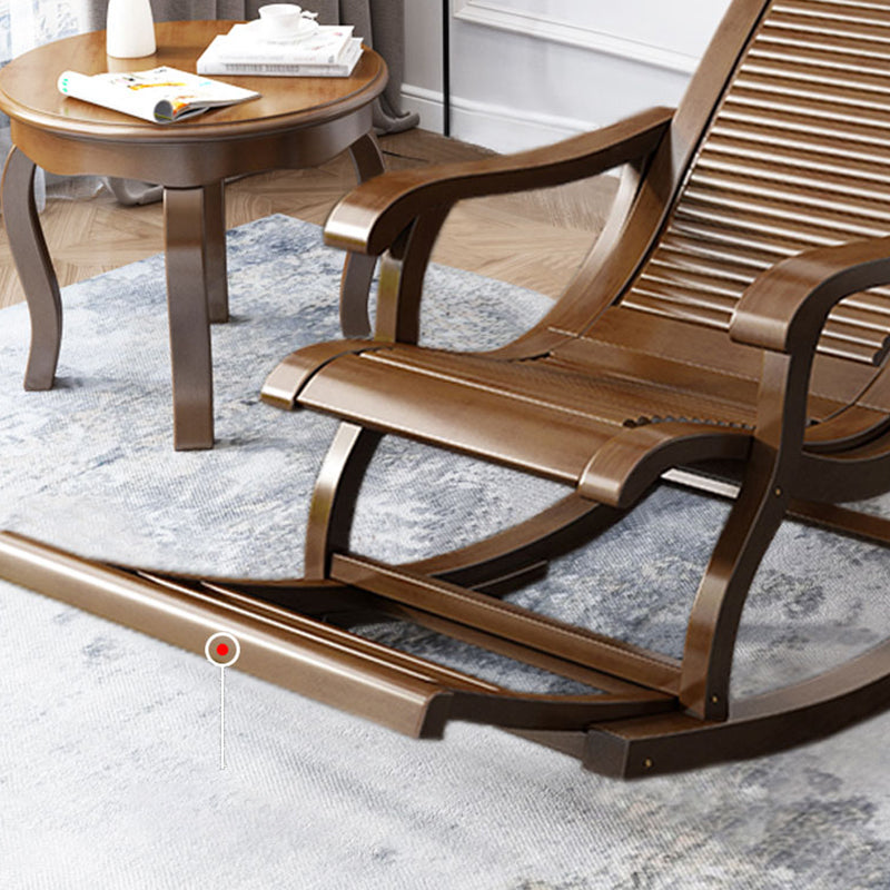 Traditional Solid Wood Rocking Chair Pure Color Recliner Chair