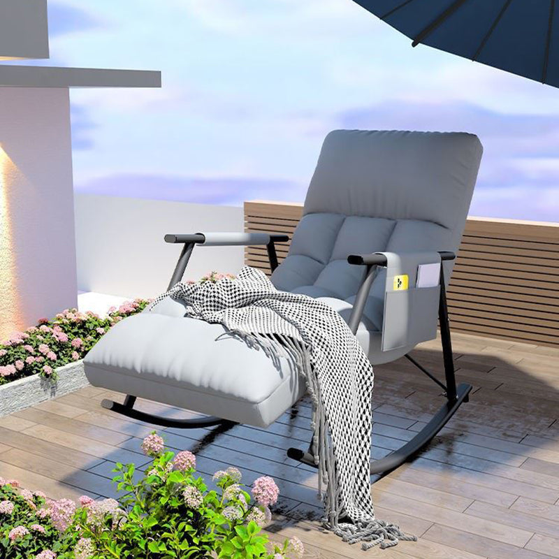 Classic Tufted Recliner Chair Pure Color Indoor Rocker Chair with Dark legs