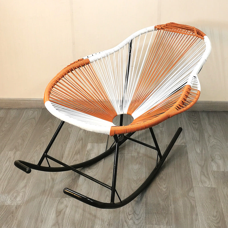 Modern Rocking Chair Wicker Woven Rope Weather-Resistant Rocker
