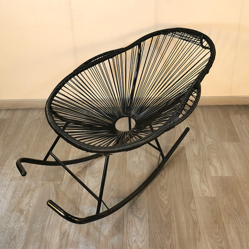Modern Rocking Chair Wicker Woven Rope Weather-Resistant Rocker