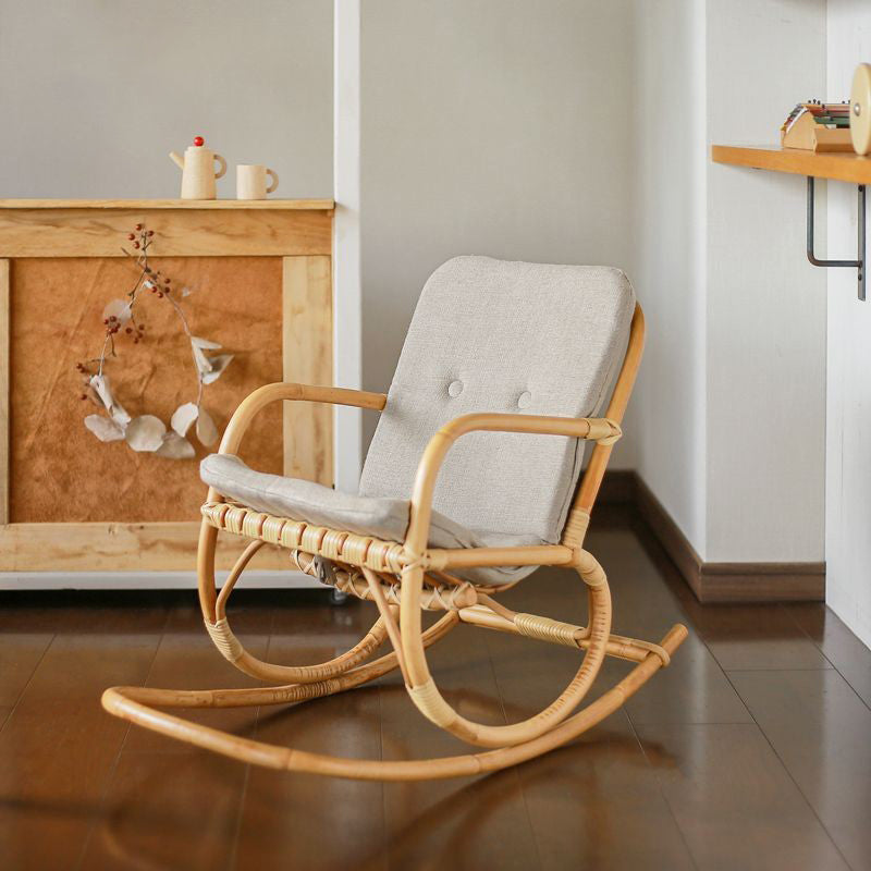 Modern Rocking Chair Wicker Removable Cushions Button-Tufted Rocker