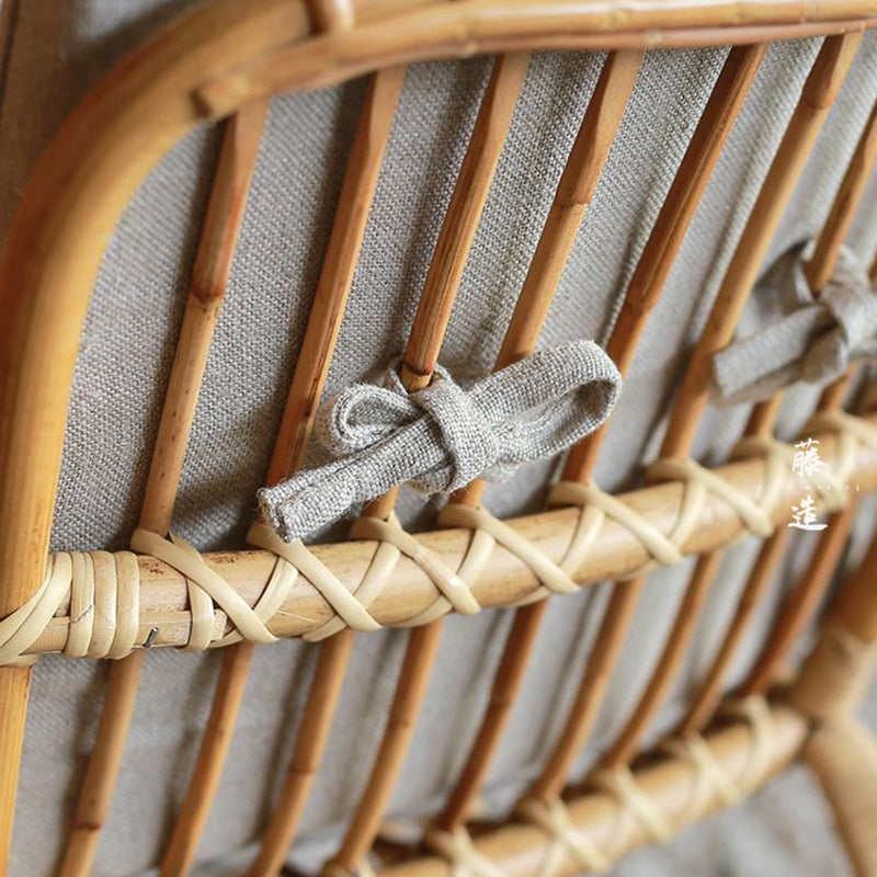 Modern Rocking Chair Wicker Removable Cushions Button-Tufted Rocker