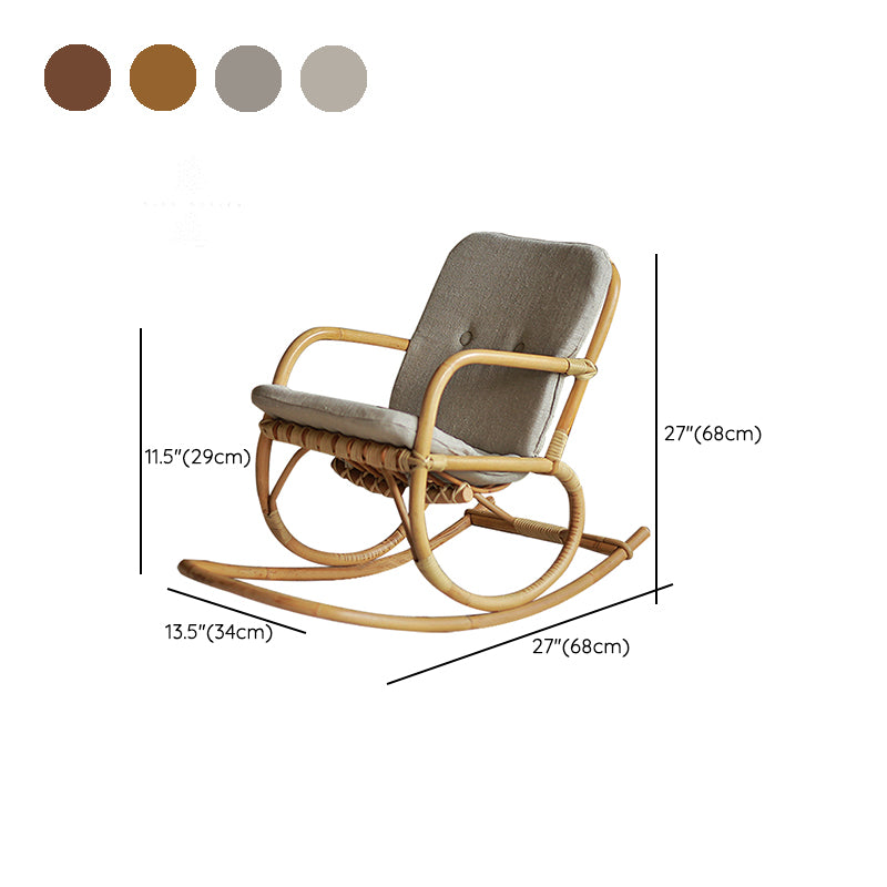 Modern Rocking Chair Wicker Removable Cushions Button-Tufted Rocker