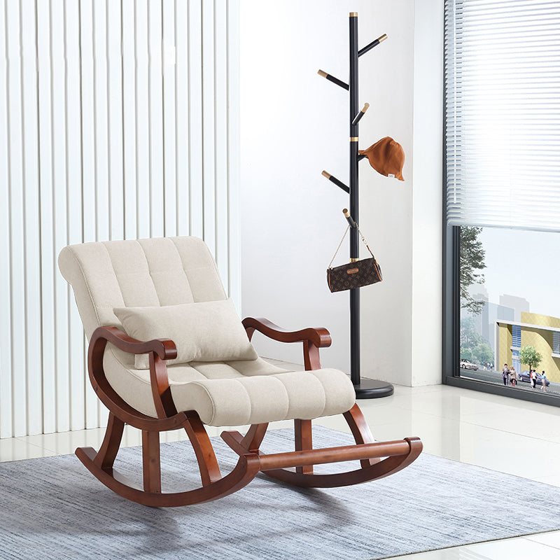 Modern Rocker Upholstered Button-Tufted with Gray Frame Rocking Chair(without Pillow)