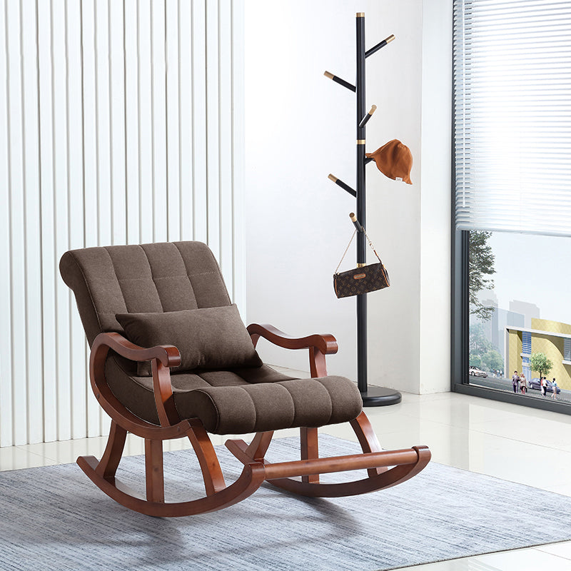 Modern Rocker Upholstered Button-Tufted with Gray Frame Rocking Chair(without Pillow)
