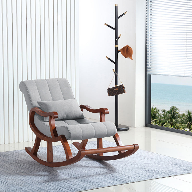 Modern Rocker Upholstered Button-Tufted with Gray Frame Rocking Chair(without Pillow)