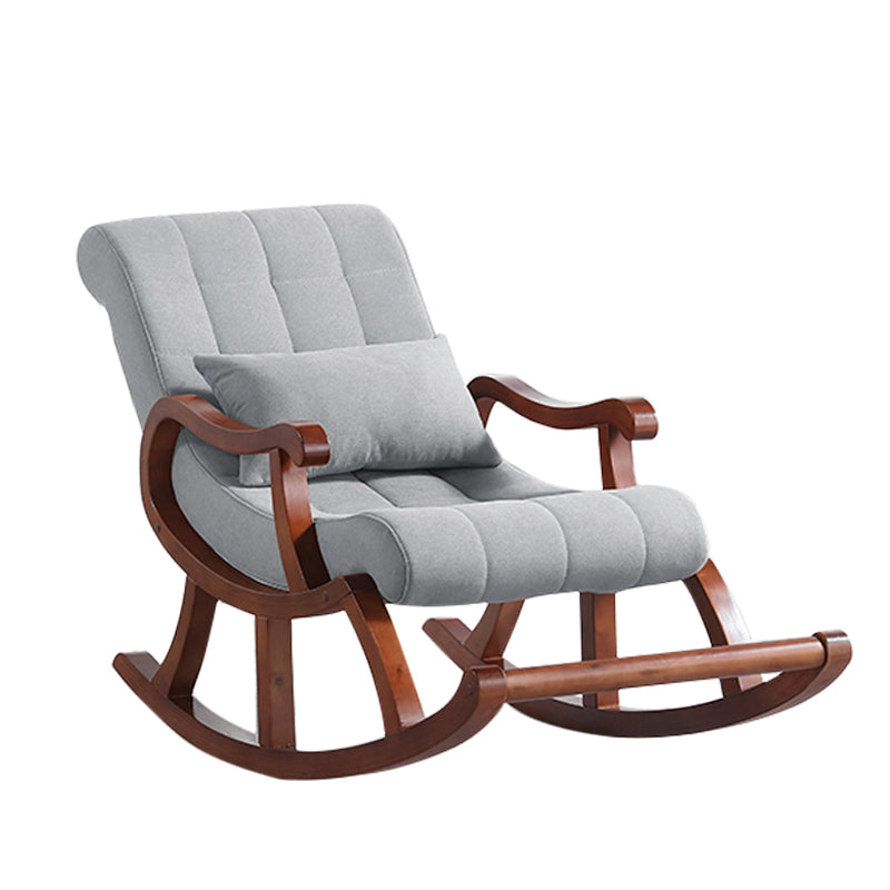 Modern Rocker Upholstered Button-Tufted with Gray Frame Rocking Chair(without Pillow)