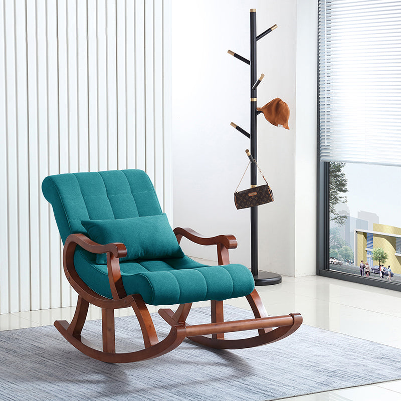 Modern Rocker Upholstered Button-Tufted with Gray Frame Rocking Chair(without Pillow)