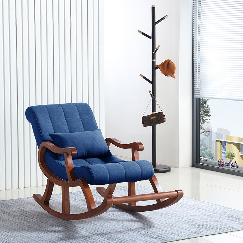 Modern Rocker Upholstered Button-Tufted with Gray Frame Rocking Chair(without Pillow)