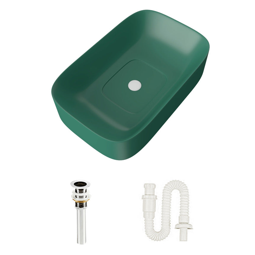 Modern Bathroom Sink Pop-Up Drain Porcelain Solid Color Sink (Faucet Not Included)
