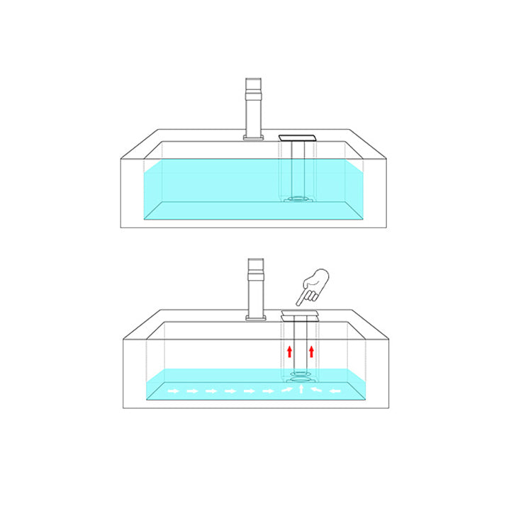 Modern Bathroom Sink Pop-Up Drain Porcelain Solid Color Rectangular Vessel