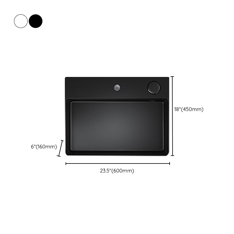 Modern Bathroom Sink Pop-Up Drain Porcelain Solid Color Rectangular Vessel