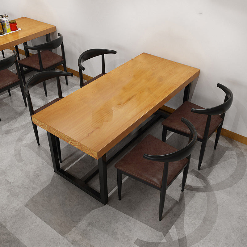 Industrial 1/3/5 Pieces Dining Set Rectangle Pine Wood Dining Table for Cafe