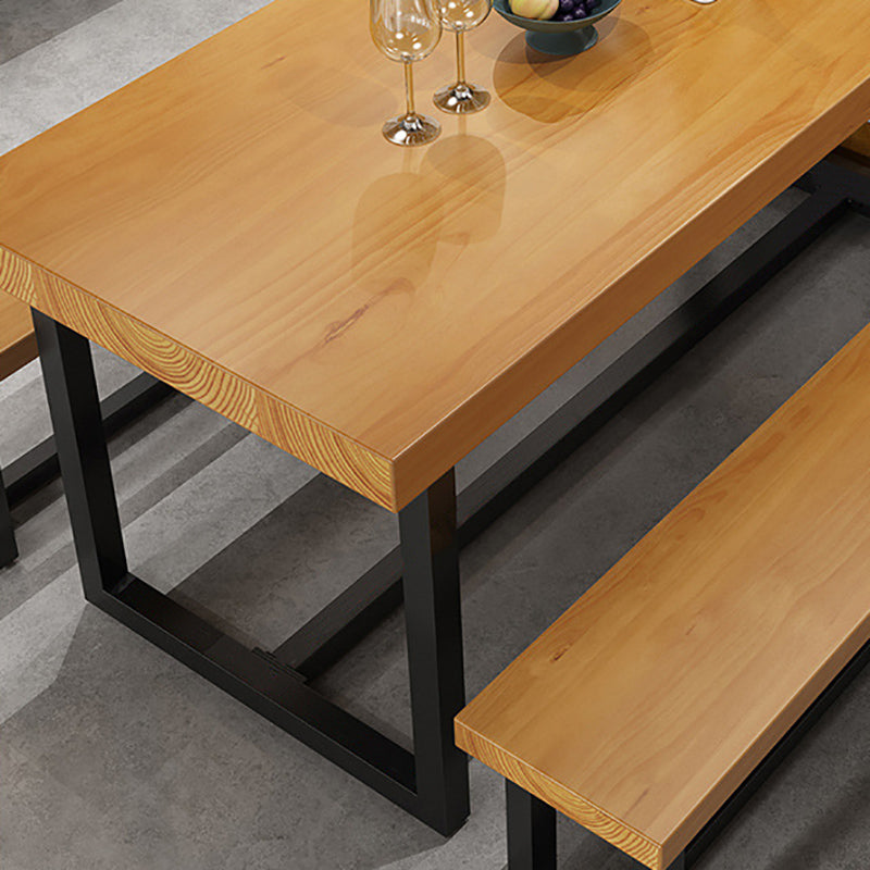 Industrial 1/3/5 Pieces Dining Set Rectangle Pine Wood Dining Table for Cafe