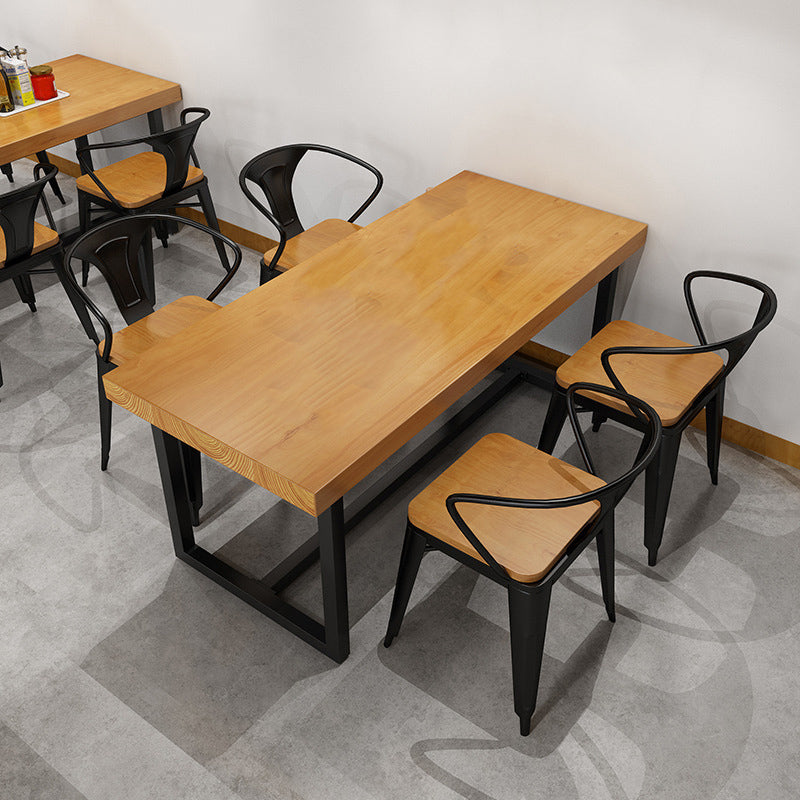 Industrial 1/3/5 Pieces Dining Set Rectangle Pine Wood Dining Table for Cafe