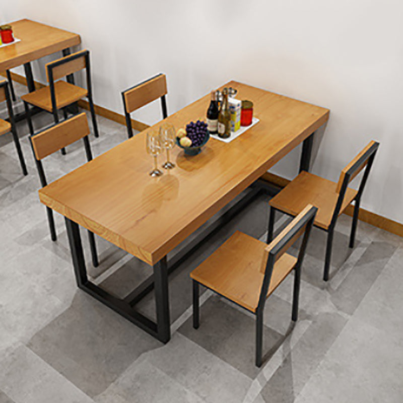 Industrial 1/3/5 Pieces Dining Set Rectangle Pine Wood Dining Table for Cafe