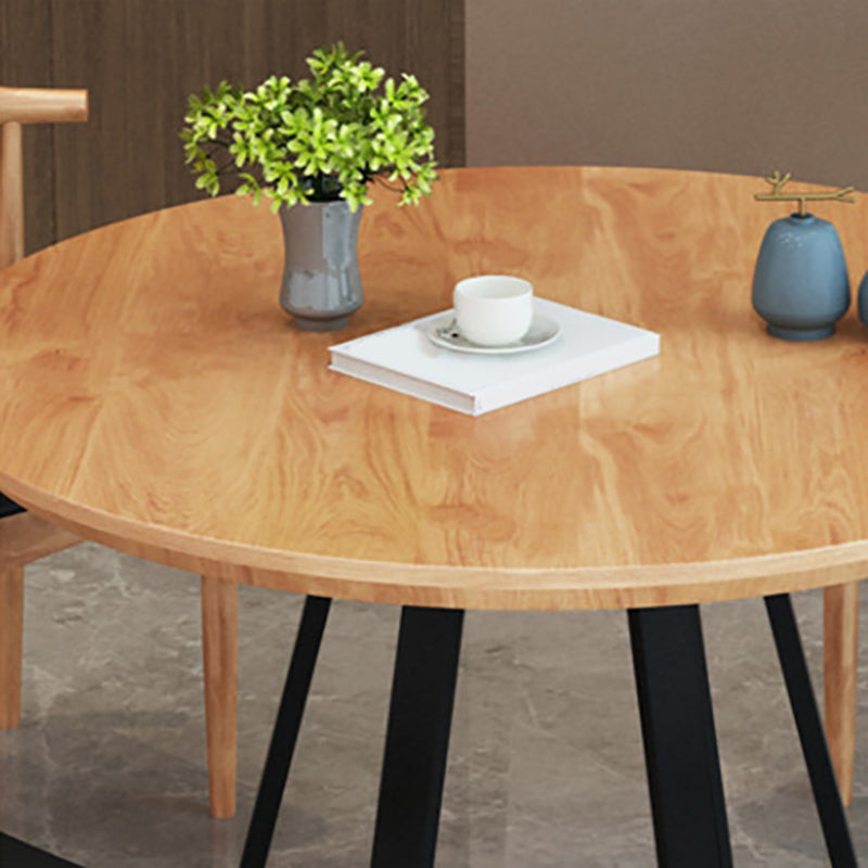 1/3/5 Pieces Modern Dining Set Solid Wood Round Table with Leather Chairs