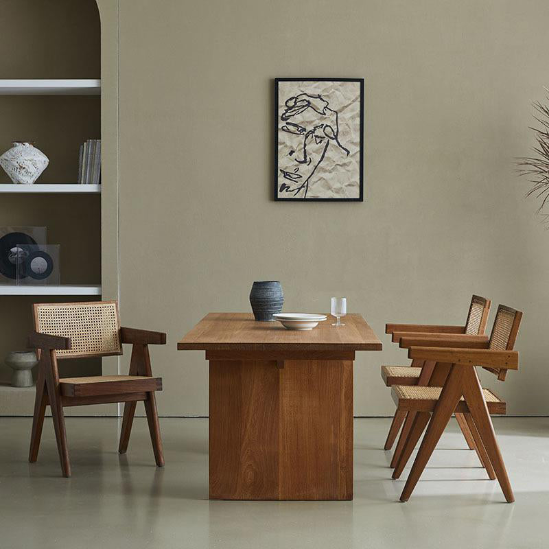 1/3/4/5 Pieces Rectangle Dining Set Solid Wood Dining Table with Wooden Chairs