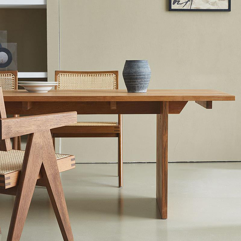 1/3/4/5 Pieces Rectangle Dining Set Solid Wood Dining Table with Wooden Chairs