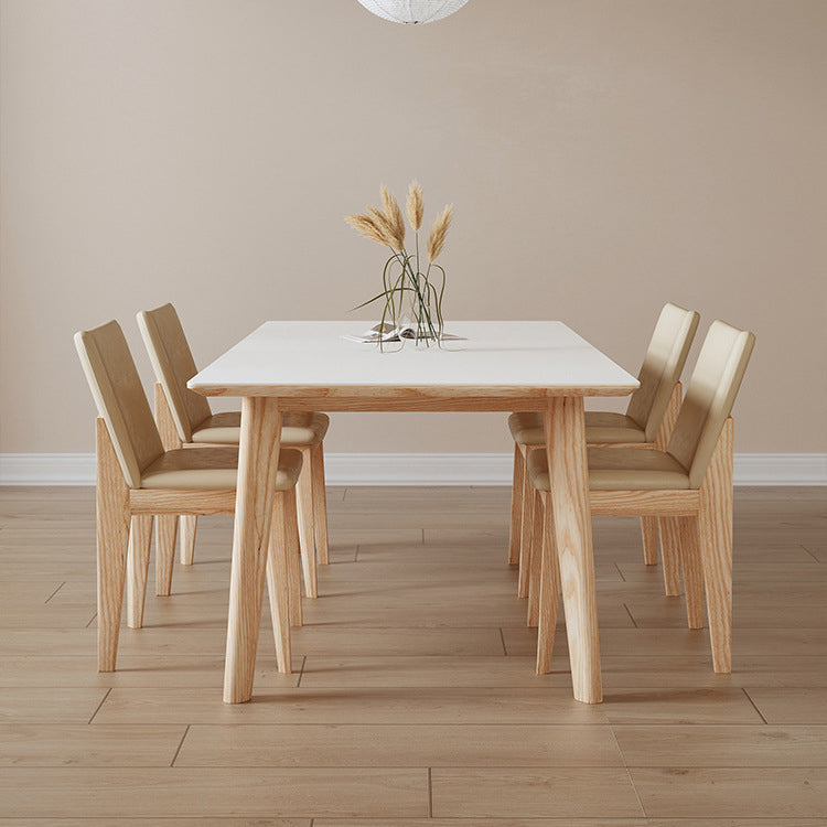 1/3/4/5 Pieces Rectangle Dining Set Sintered Stone Top Dining Table with Wooden Base