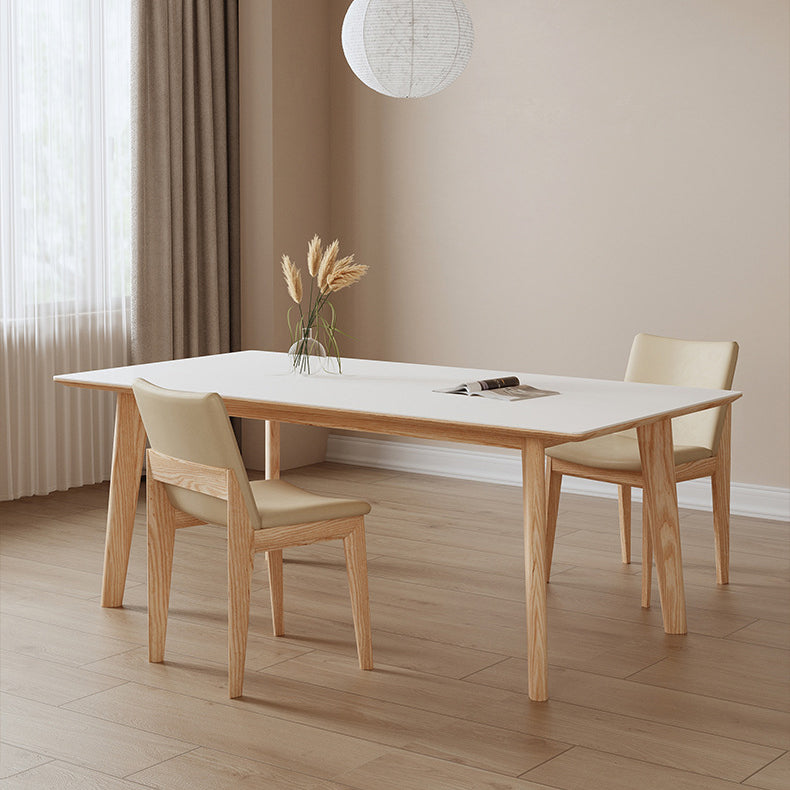 1/3/4/5 Pieces Rectangle Dining Set Sintered Stone Top Dining Table with Wooden Base