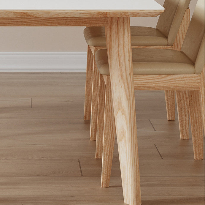 1/3/4/5 Pieces Rectangle Dining Set Sintered Stone Top Dining Table with Wooden Base