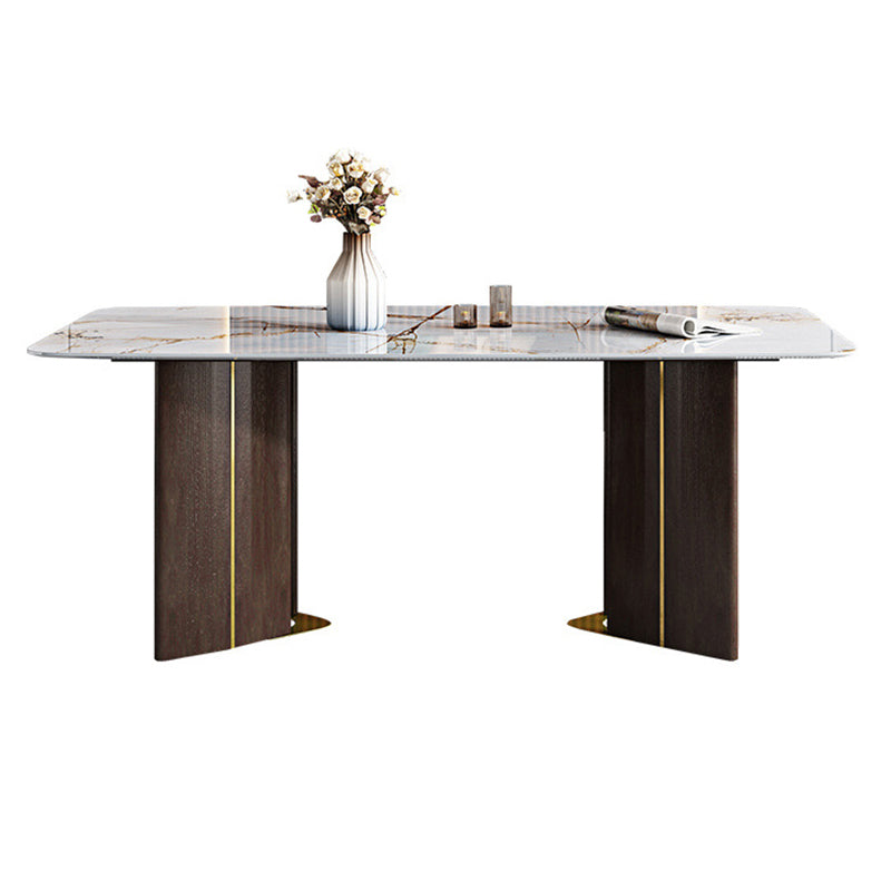 1/4/5/6/7 Pieces Rectangle Dining Set Sintered Stone Top Dining Table with Leather Chairs