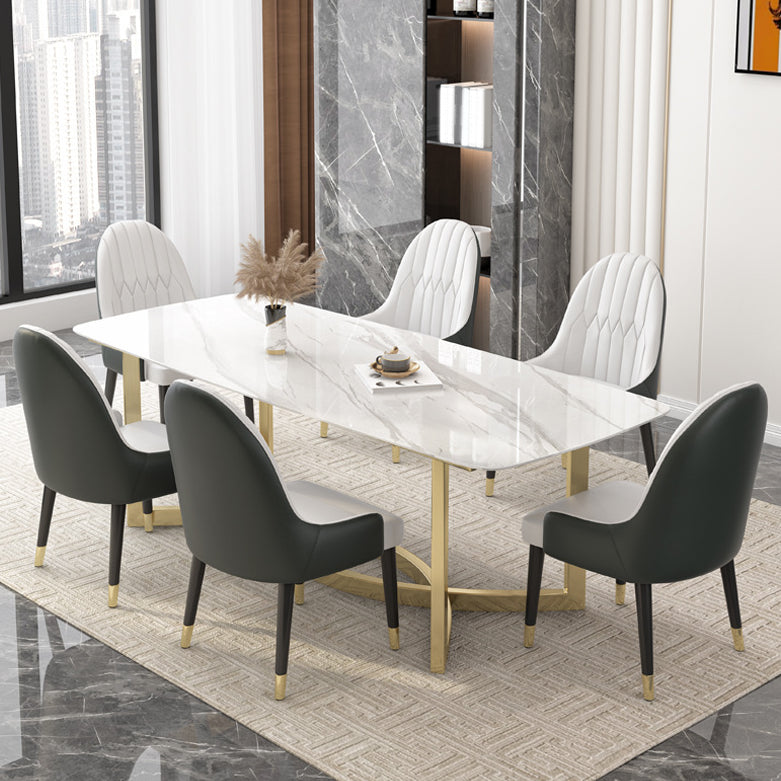 1/4/5/7 Pieces Luxurious Rectangle Dining Set Sintered Stone Top Dinette Table Set