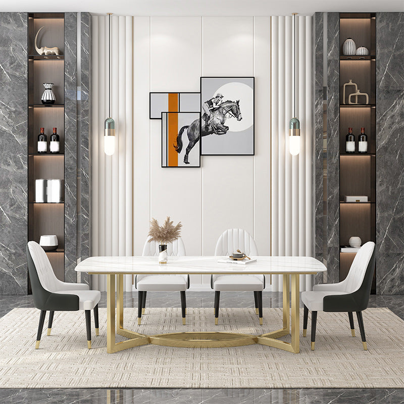 1/4/5/7 Pieces Luxurious Rectangle Dining Set Sintered Stone Top Dinette Table Set