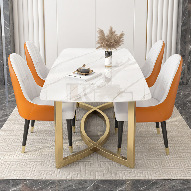 1/4/5/7 Pieces Luxurious Rectangle Dining Set Sintered Stone Top Dinette Table Set