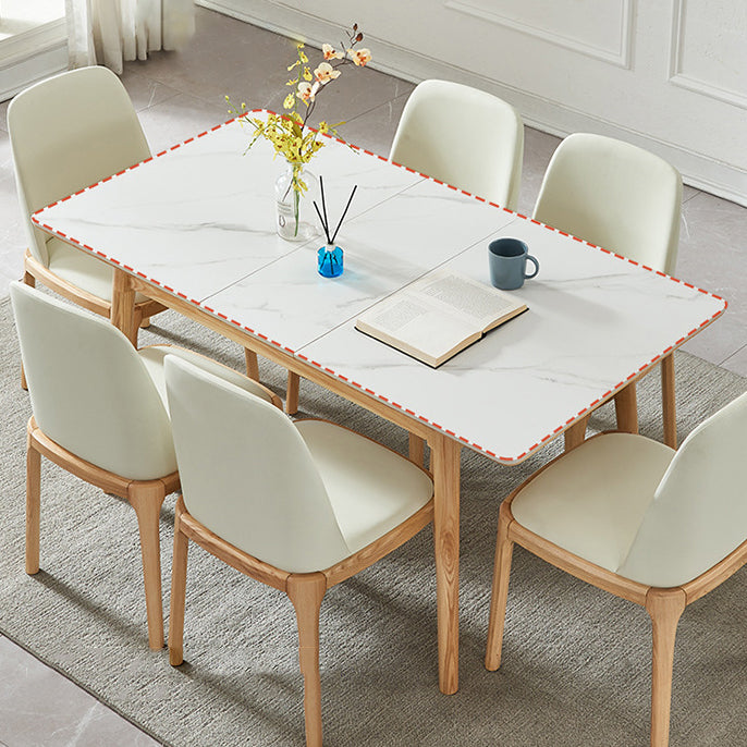 1/2/5/6/7 Pieces Extendable Rectangle Dining Set Sintered Stone Top Wooden Table Set