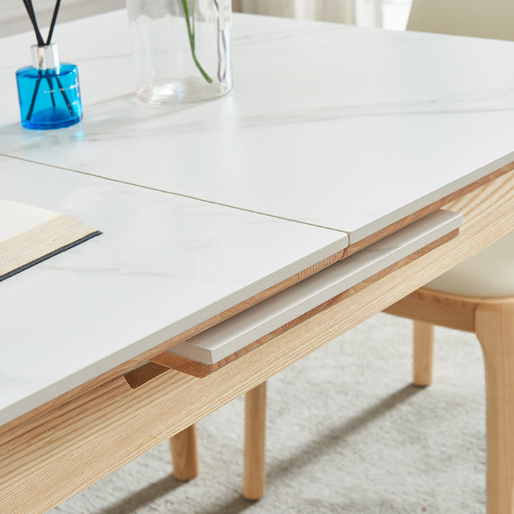 1/2/5/6/7 Pieces Extendable Rectangle Dining Set Sintered Stone Top Wooden Table Set