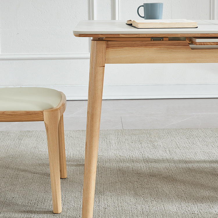 1/2/5/6/7 Pieces Extendable Rectangle Dining Set Sintered Stone Top Wooden Table Set