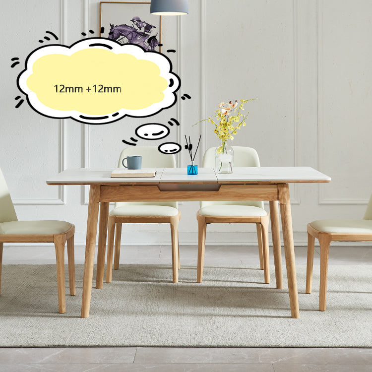 1/2/5/6/7 Pieces Extendable Rectangle Dining Set Sintered Stone Top Wooden Table Set