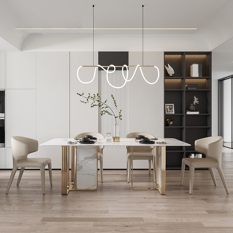 1/2/5/7 Pieces Designer Style Rectangle Dining Set Sintered Stone Top Dinette Table Set