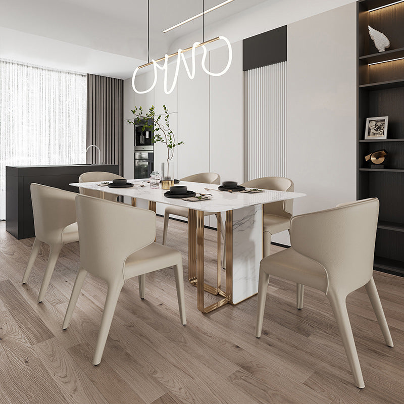 1/2/5/7 Pieces Designer Style Rectangle Dining Set Sintered Stone Top Dinette Table Set