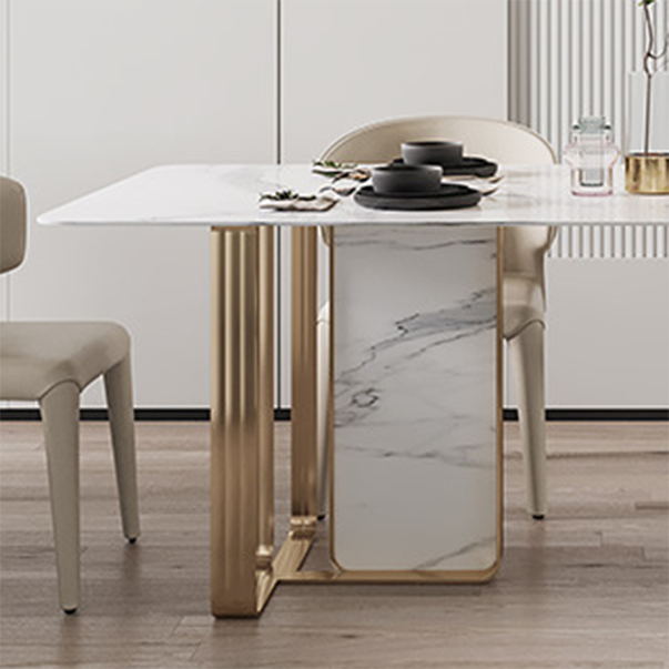 1/2/5/7 Pieces Designer Style Rectangle Dining Set Sintered Stone Top Dinette Table Set