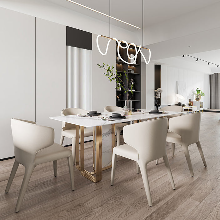 1/2/5/7 Pieces Designer Style Rectangle Dining Set Sintered Stone Top Dinette Table Set