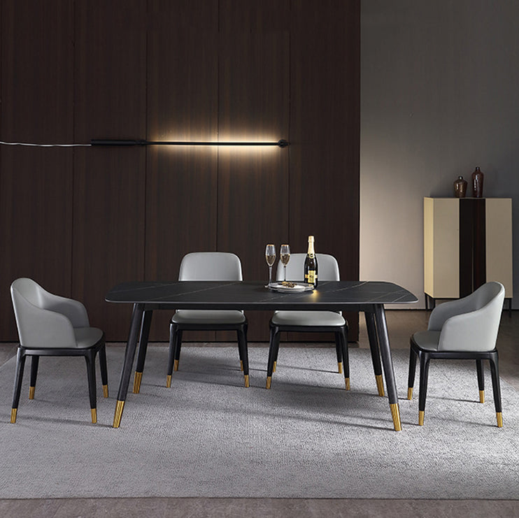 Designer Style Rectangle Dining Set 1/2/5/7 Pieces Sintered Stone Top Wooden Table Set