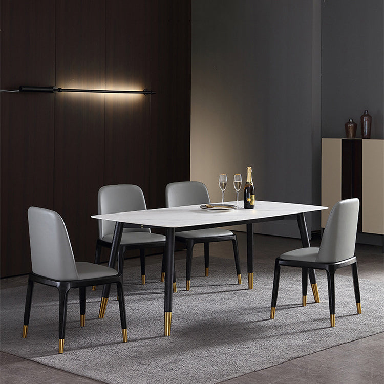 Designer Style Rectangle Dining Set 1/2/5/7 Pieces Sintered Stone Top Wooden Table Set