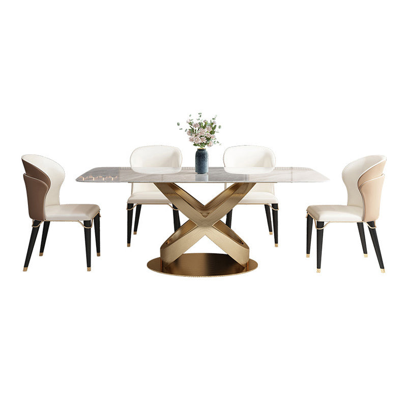 Luxurious Rectangle Dining Set 1/4/5/6/7 Pieces Sintered Stone Top Table Set