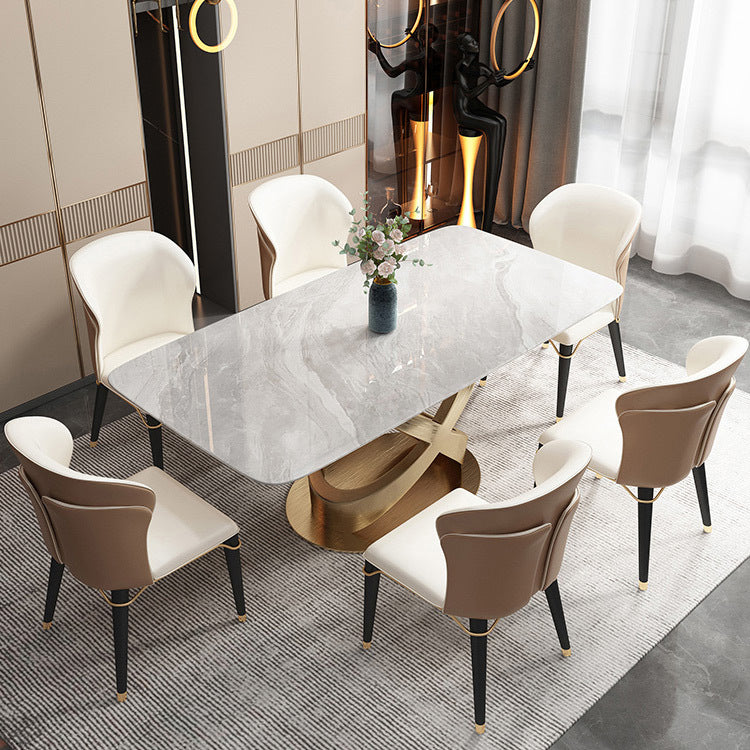 Luxurious Rectangle Dining Set 1/4/5/6/7 Pieces Sintered Stone Top Table Set