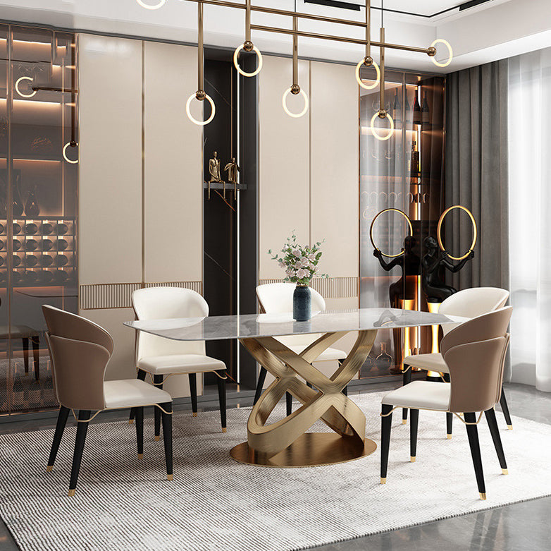 Luxurious Rectangle Dining Set 1/4/5/6/7 Pieces Sintered Stone Top Table Set