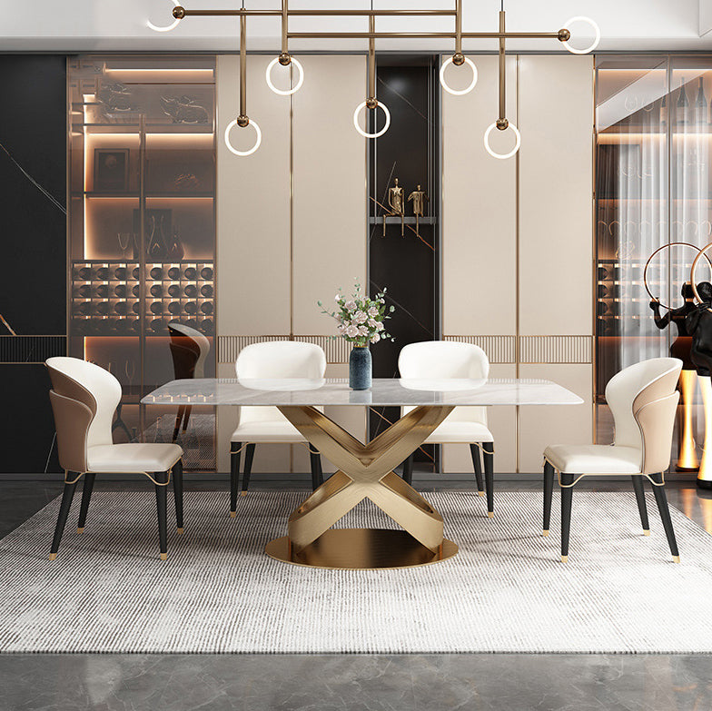 Luxurious Rectangle Dining Set 1/4/5/6/7 Pieces Sintered Stone Top Table Set