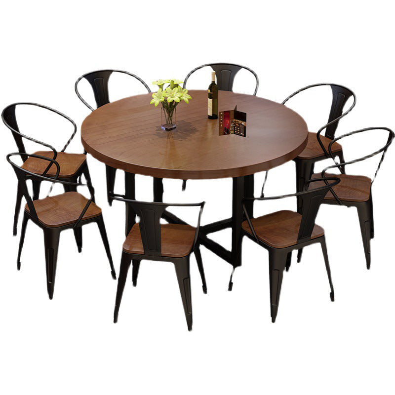 1/2/4/9 Pieces Modern Dining Set Solid Wood Round Table with Wooden Chairs