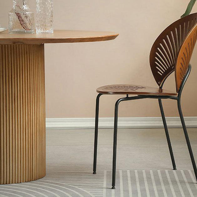 1/2/3/4 Pieces Modern Dining Set Solid Wood Round Table with Plastic Chairs