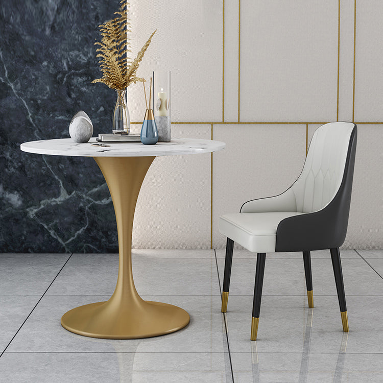 Modern Stone Dining Set 1/4/5 Pieces Round Dining Table Set with Padded Chairs