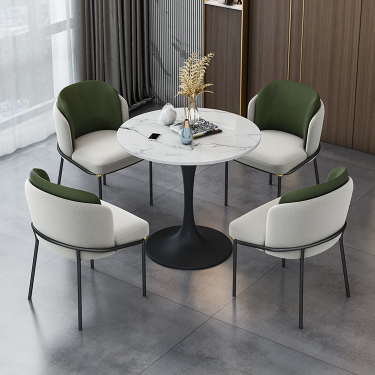 Contemporary Stone Dining Set 1/4/5 Pieces Round Dining Table Set with Padded Chairs