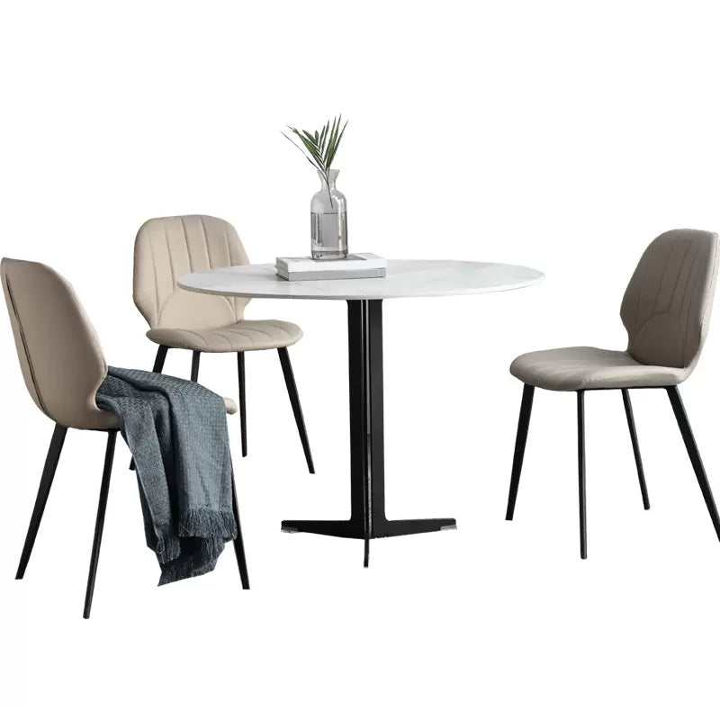 White Stone Dining Set for Home 1/4/5 Pieces Modern Round Table Set